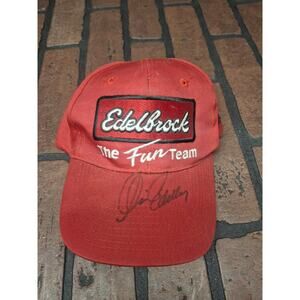 NHRA Edelbrock The Fun Team Autographed Baseball Hat Cap